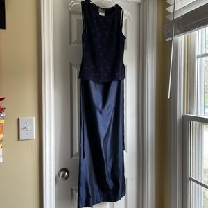Navy sparkle top with long skirt